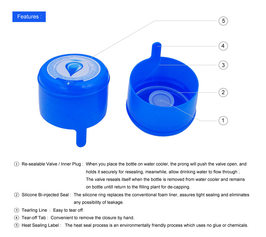 5 Gallon Water Jug Drinkware Couvercle Bouchon Silicone Résistant