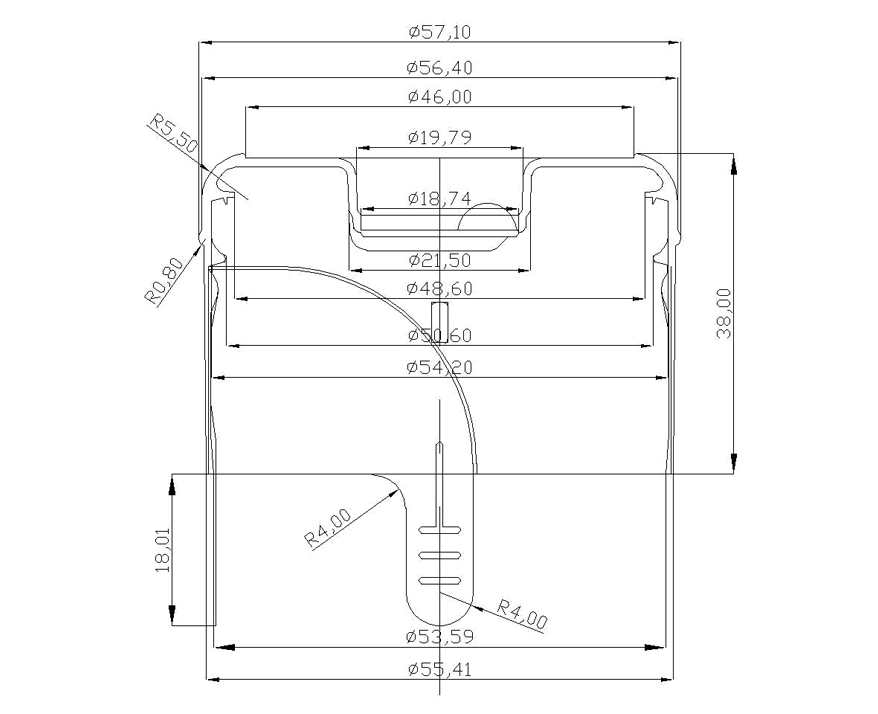 the drawing of 55mm snap on cap